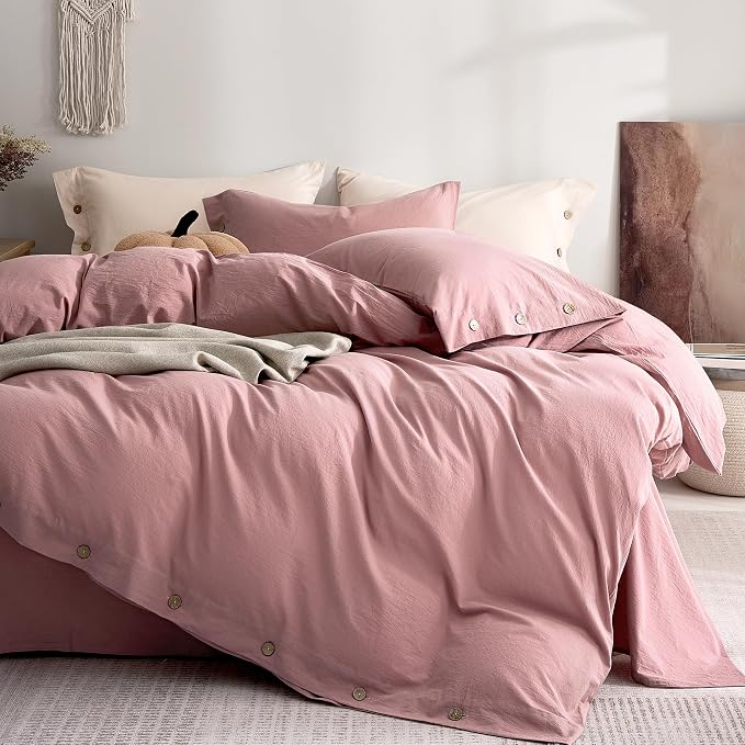 JELLYMONI 100% Washed Cotton Duvet Cover Full – Soft, Breathable Linen-Look by JELLYMONI