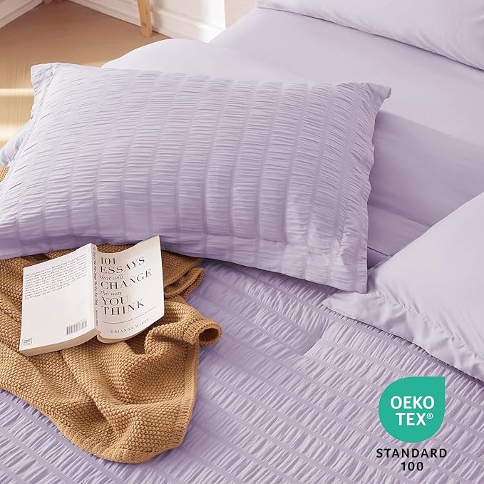 MUXHOMO 5 Pieces Twin XL Comforter Set, Seersucker Bed in a Bag Twin XL Size - Image 9