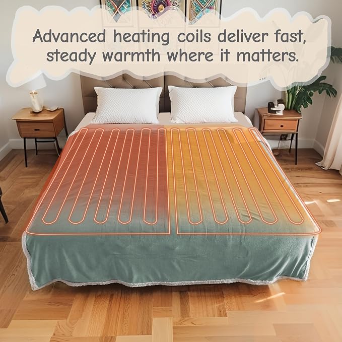 Electric Heated Blanket Throw Size 50"x60", Soft Flannel - Image 8