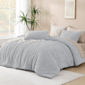 Andency Light Grey Boho Queen Comforter Set, Lightweight Fluffy Bedding by Andency
