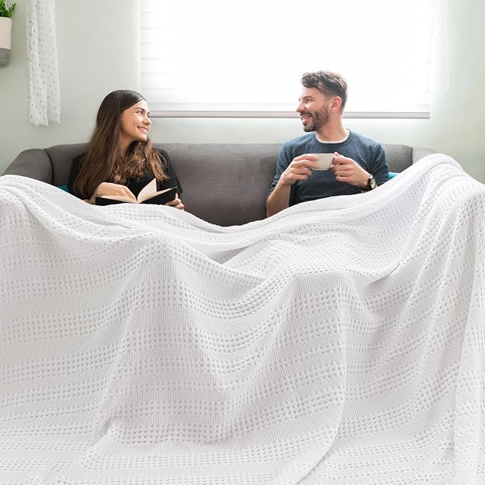 PHF Cooling Waffle Blanket California King Size, Lightweight 60% Rayon from - Image 3