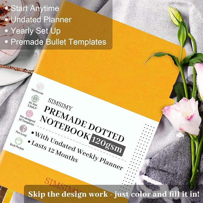 Premade Bullet Dotted Journal Notebook, Pre-made Dot Grid Journaling - Image 2