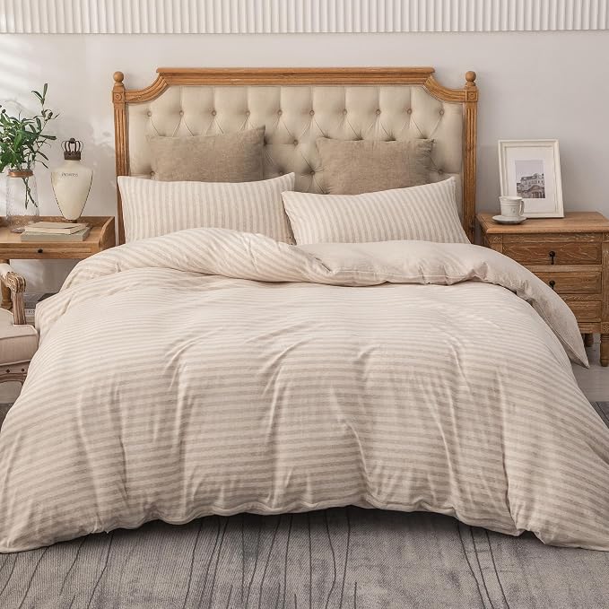 PURE ERA Jersey Knit Duvet Cover Set 100% T-Shirt Heather Cotton Super Soft - Image 9