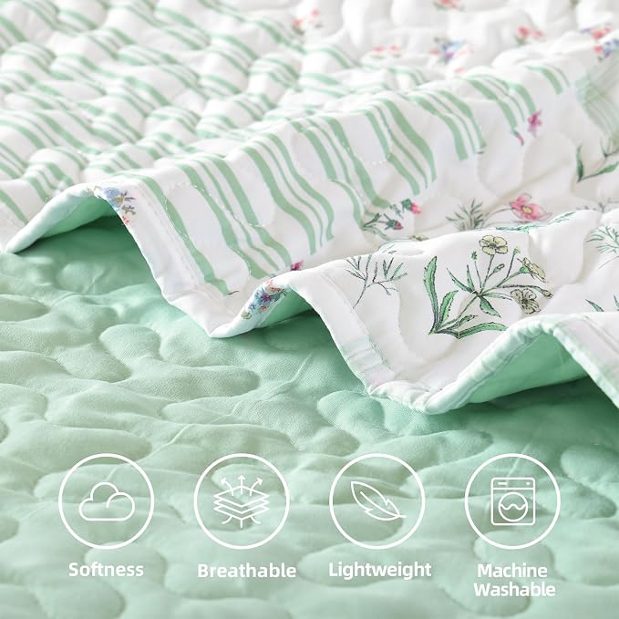 YIKUSH Quilt Sets Queen Size Floral Quilt Set 3 Pieces Bedding Set Bedspreads - Image 5