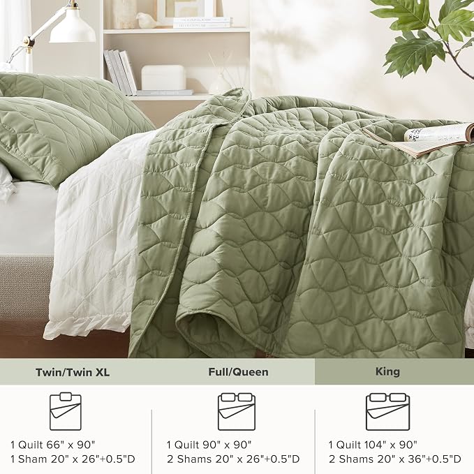 Comfort Spaces King Quilt Set Modern Reversible Ogee Coverlet King Bedding Set - Image 7