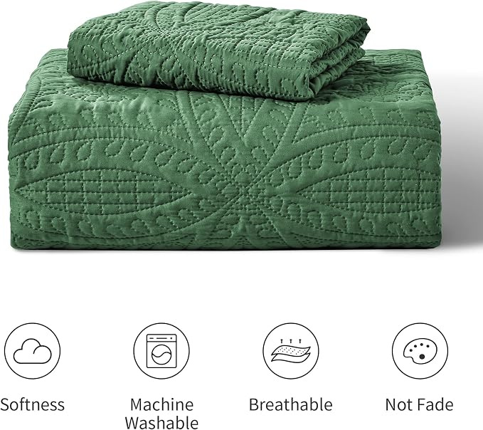 Love's cabin Twin Quilt Set Olive Green Bedspreads - Image 7