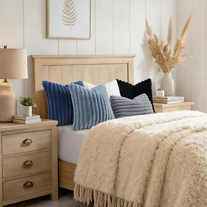 decorUhome Cozy Faux Fur Throw Pillow Covers 12x12 Set of 2 Decorative Soft - Image 8