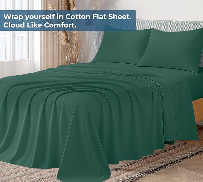 Royale Linens 100% Organic Cotton Twin XL Flat Sheet Only - Image 2