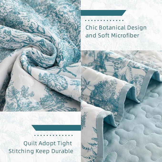WONGS BEDDING Botanical Quilt Set Queen Size - Image 6