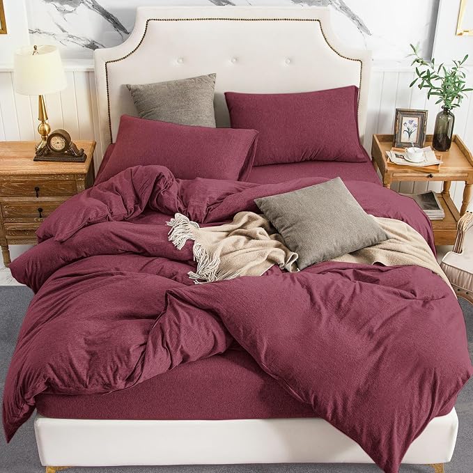 PURE ERA Jersey Knit Duvet Cover Set 100% T-Shirt Cotton Super Soft Comfy 3pc by PUREERA
