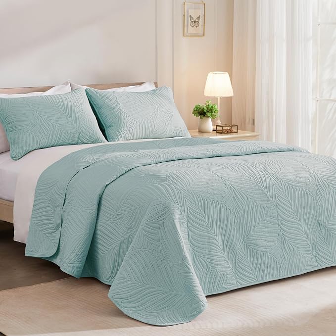 Exclusivo Mezcla Twin Quilt Bedding Set, Lightweight Aqua Blue Quilts Twin Size - Image 2