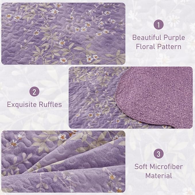 GOONE King Quilt Set 104x90, Lightweight Washed Coverlet, Reversible Spring & - Image 5