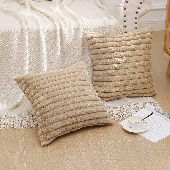 Pallene Faux Fur Plush Throw Pillow Covers 20x20 Set of 2, Luxury Soft Fluffy - Image 7