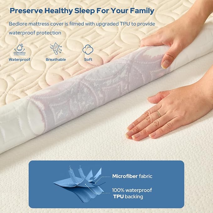 BEDLORE Waterproof Mattress Protector, Queen Size Noiseless Mattress Pad - Image 2