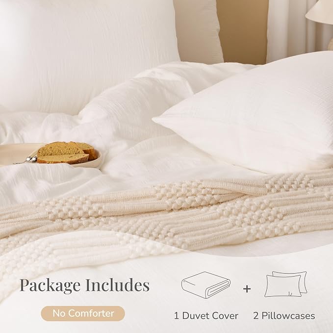 Off White Twin Duvet Cover, 100% Sandwashed Cotton Soft Twin Size Duvet Cover - Image 4