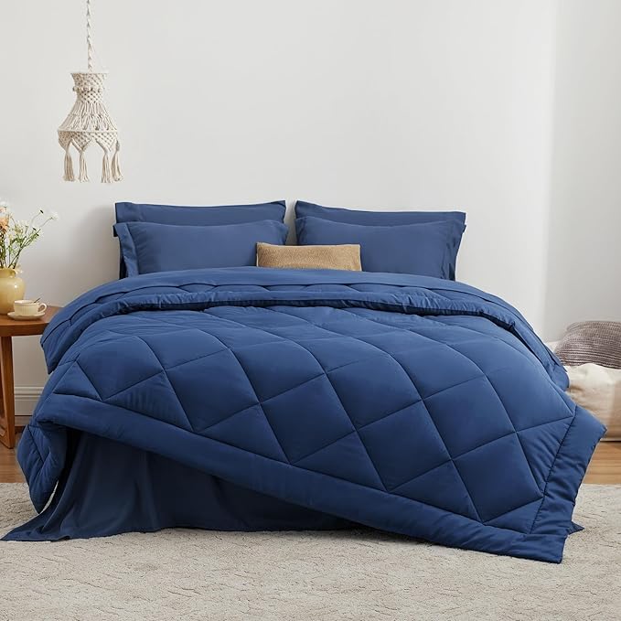 Love's cabin Full Comforter Set Dark Blue, 7 Pieces Full Bed in a Bag, All - Image 2