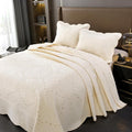 ROOMLIFE Quilt Set King Size 3D Floral Embroidery Pattern 3-Piece Cotton by ROOMLIFE
