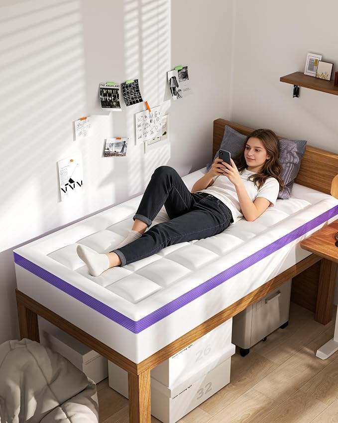 ChiXpace Dual Layer 4 Inch Memory Foam Mattress Topper Twin XL - Image 8