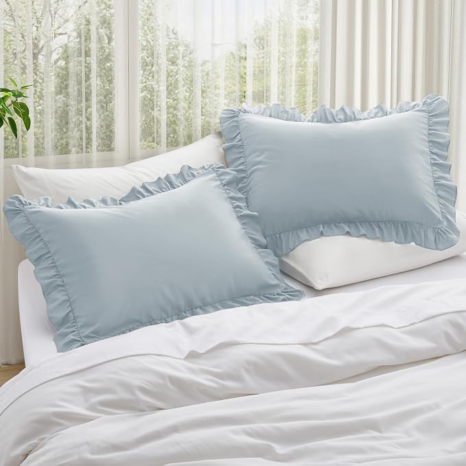 KKJIAF Ruffle Pillow Cases Queen Size Set of 2, Ruffled Pillow Covers - Image 2