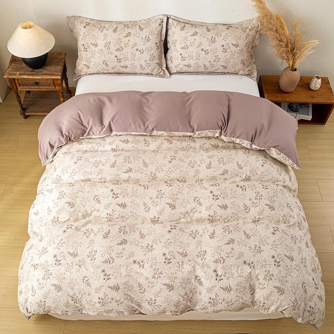 OAITE Brown Tree Queen Size Duvet Cover-3 Pieces Prewashed Cotton-Like - Image 6