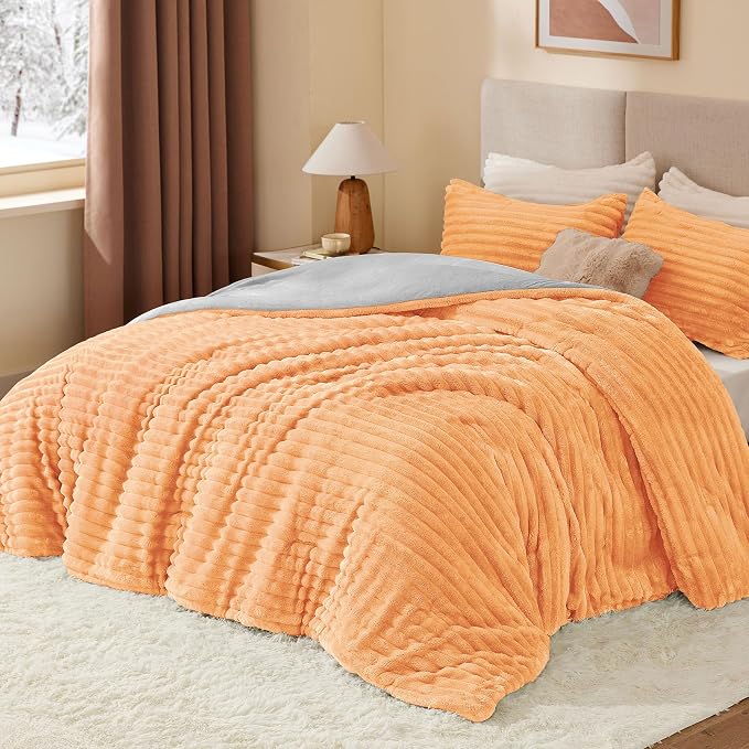 BEDELITE Fleece Full Comforter Set -Super Soft & Warm Fluffy Coral Bedding - Image 2