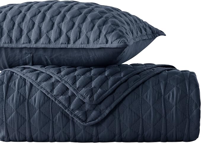 WDCOZY Navy Blue Quilt King Size Bedding Sets - Image 8