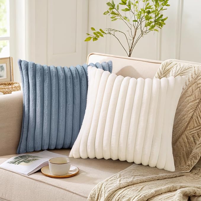 Pallene Faux Fur Plush Throw Pillow Covers 18x18 Set of 2, Luxury Soft Fluffy - Image 4
