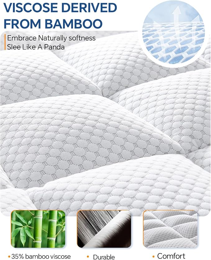 BEDELITE King Mattress Topper Dual Layer 4 Inch Memory Foam Mattress Topper - Image 2
