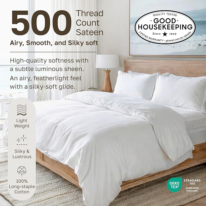 California Design Den Cotton Sateen Damask Stripe King Fitted Sheet Only - Image 3