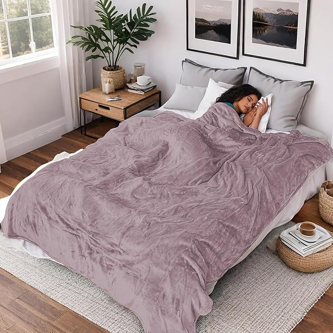 Heated Blanket Electric Blanket Throw Size 50''x60'', 6 Heating Levels 3 Hrs by Minervada