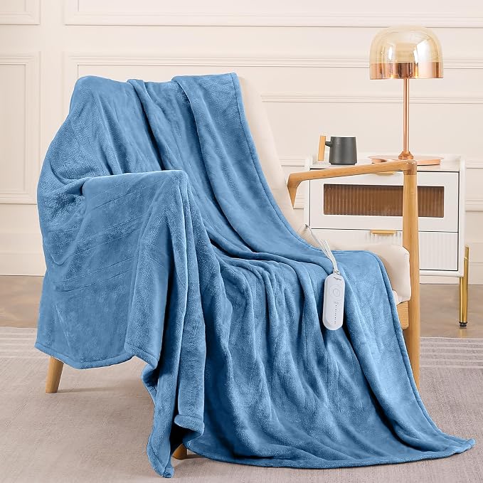 HOMLYNS LuxeHeat Heated Blanket Electric Blanket, Soft Flannel Sherpa Heated - Image 7