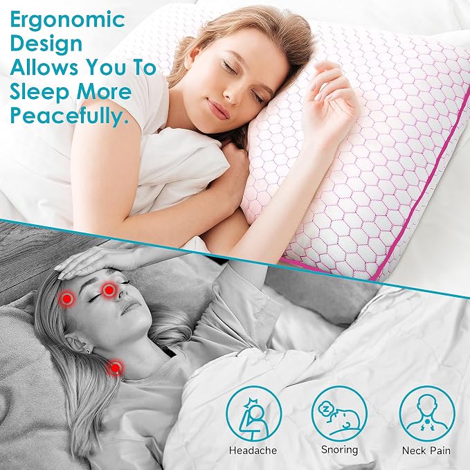 CushyOasis Memory Foam Pillows for Side, Back and Stomach Sleepers, Bed Pillow - Image 5