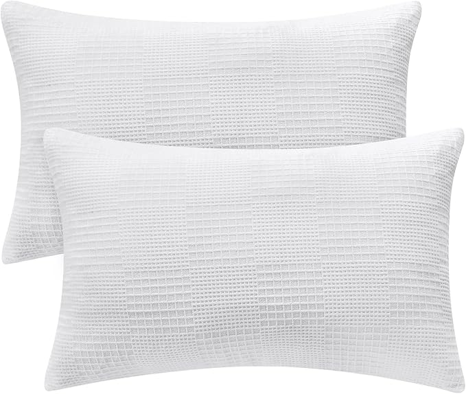 BEDELITE Flannel King Size Pillow Cases Set of 2, Decorative Waffle Weave by BEDELITE