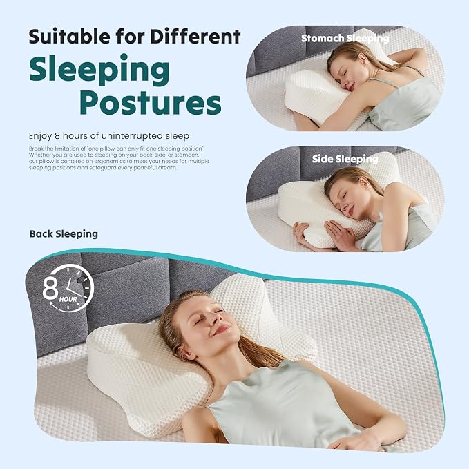 DUMOS Cervical Neck Pillow, Cooling Ergonomic Memory Foam Pillows - Image 7