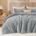 BEDELITE Fleece Queen Comforter Set -Super Soft & Warm Fluffy Light Grey Bedding by BEDELITE