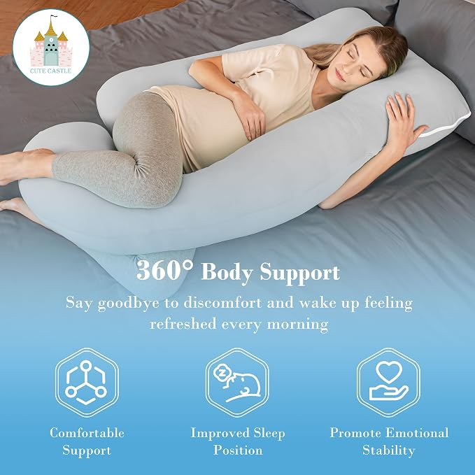 Cute Castle Cooling Cover Pregnancy Pillows, Soft U-Shape Maternity Pillow - Image 5