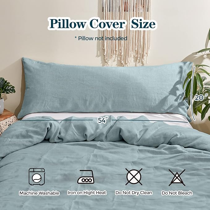 Simple&Opulence Body Pillow Cover 20" x 54", 100% Pure Linen, Ultra Soft and - Image 4