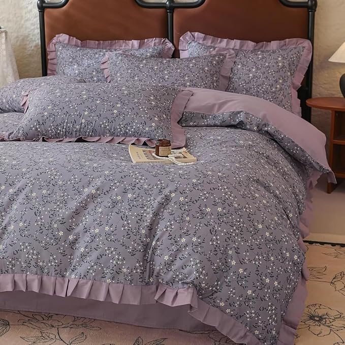 MKXI 100% Cotton Floral Duvet Cover Set - Image 3