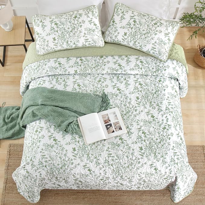WONGS BEDDING California King Quilt Sets, Sage Green Quilt Bedding Set - Image 8