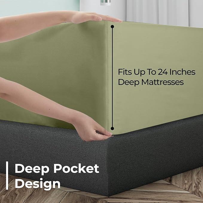 Royale Linens Extra Deep Pocket Full Fitted Sheet Only - Image 4