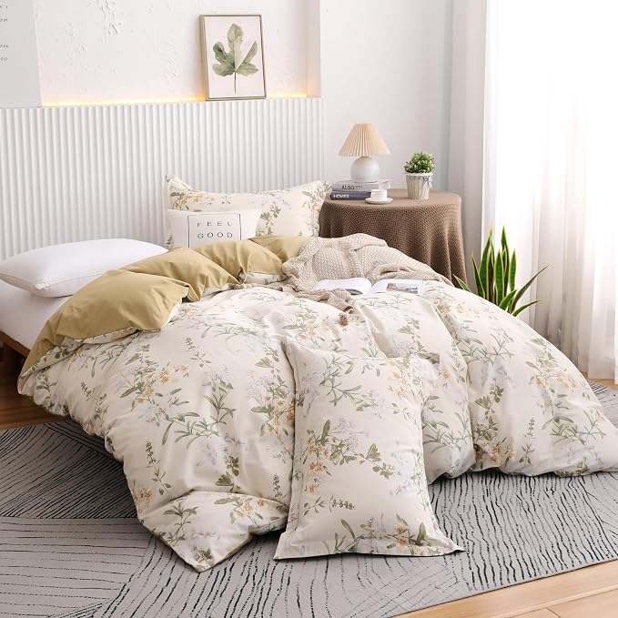 OAITE Duvet Cover Set Queen Size Floral Pattern 600 Thread Count Ultra Soft - Image 2