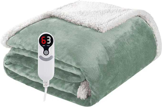 Electric Heated Blanket Throw Size 50"x60", Soft Flannel by Soypipo