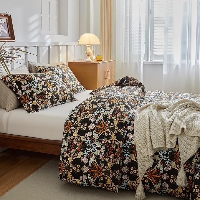 mixinni Duvet Cover Full Size, Cotton Percale Farmhouse Bedding Sets Soft - Image 4