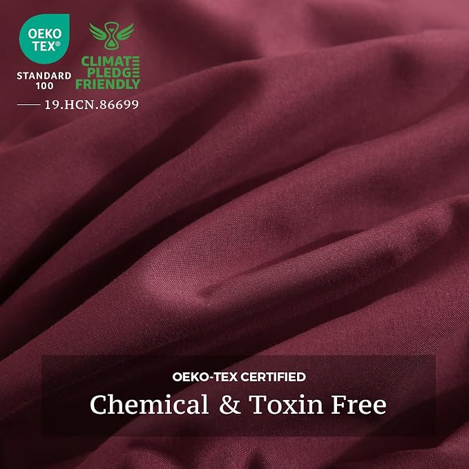 JSD Burgundy Duvet Cover Set Twin Size, 2 Piece Microfiber Kids Duvet Cover - Image 4