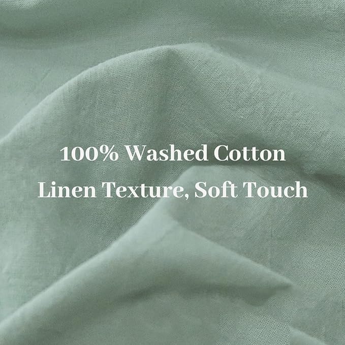 NEXHOME PRO Green Duvet Cover Set Oversized Queen 98"x98" Linen Feel Textured - Image 8
