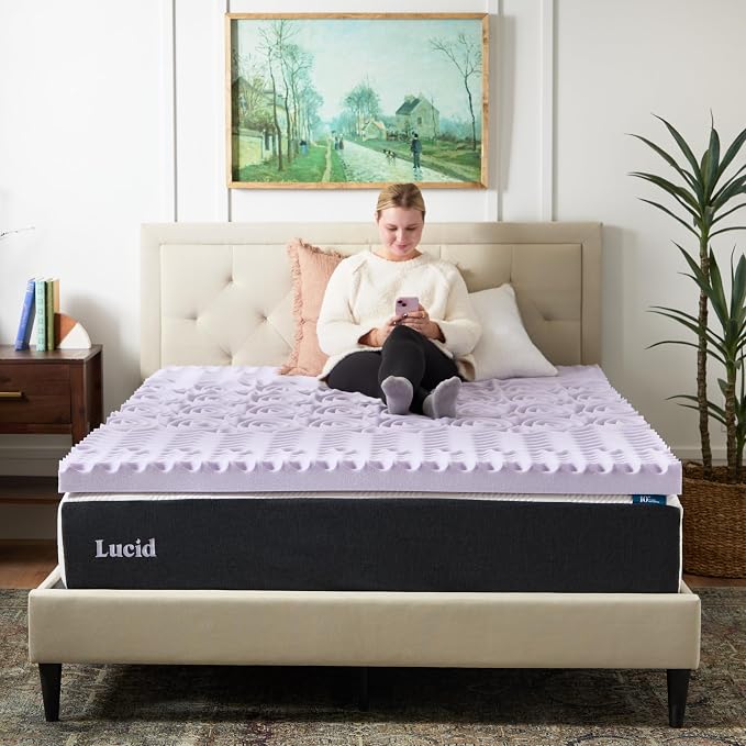 LUCID Lavender Infused 3 Inch Memory Foam Mattress Topper - Image 7