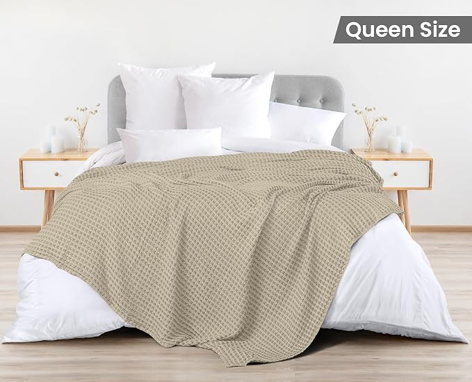 Utopia Bedding 100% Cotton Waffle Weave Blanket Queen Size - Image 3