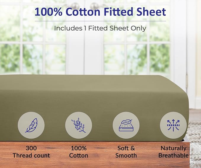 ROYALE LINENS 300 Thread Count 100% Long Staple Combed Cotton Fitted Sheet - Image 4