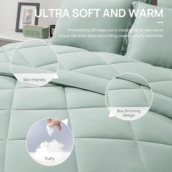 Love's cabin California King Comforter Set Aqua, 7 Pieces California King Bed - Image 5