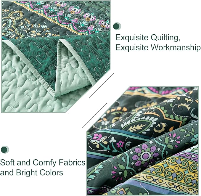 WONGS BEDDING Boho Quilt King Size, Lightweight Microfiber Bed Decor Bedspread - Image 5
